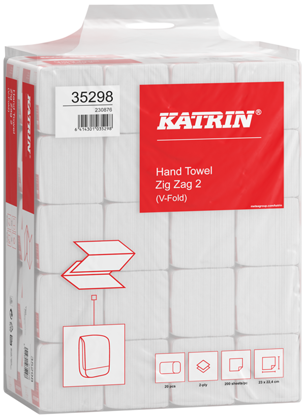 Katrin håndklædeark V-fold 2-lag hvid, 20Ã200ark